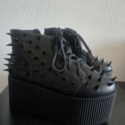 YRU Spiked Platform Sneakers—Black (Size 10 Womens)