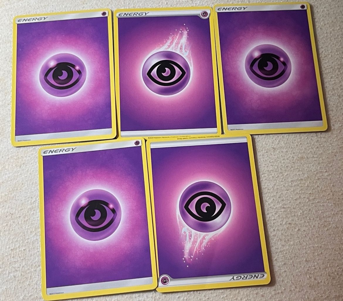 Pokemon Cards - LOT OF 5 PSYCHIC ENERGY Cards (purple)