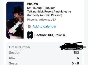 NE-YO & AKON Tour August 15 2tickets