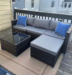 (Free Delivery)Brand New 7ft Large L Sectional Sofa Wicker Furnitures Set Outdoor Patio NEW