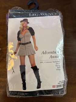 Leg Avenue Adventure Annie Costume Womens Size S/M Indiana Jones Explorer Whip