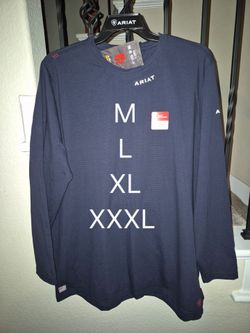 ARIAT FRC DRI FIT NAVY BLUE PULL OVER SHIRTS