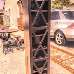 Media Shelves Tower with Hidden Storage Compartment