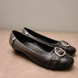 Black and Grey Flats with Kitten Heels (Size: 9)