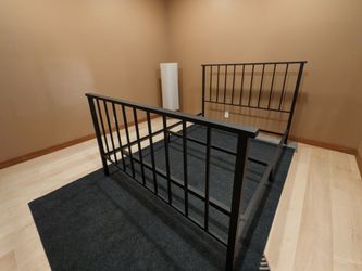 Queen Black Powder Coated Metal Bed  (mattress available)