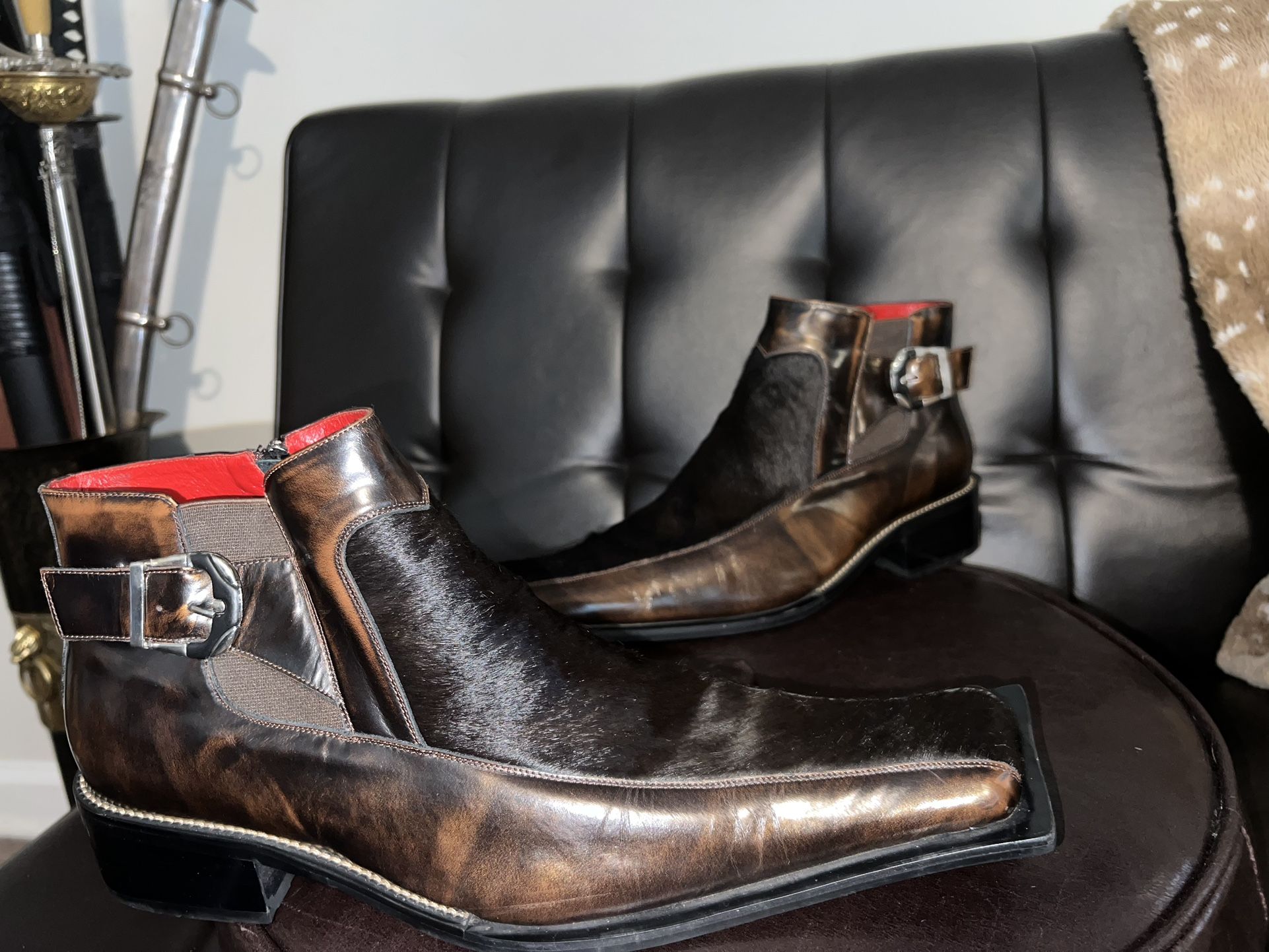 ZOTA Calf hair men’s ankle boots size 13