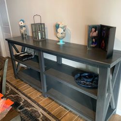 Rectangle Console Table With Shelves.