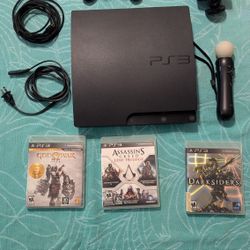 Sony PS3 CECH-3001B with Controller, Motion Controller, Eye Camera and Games