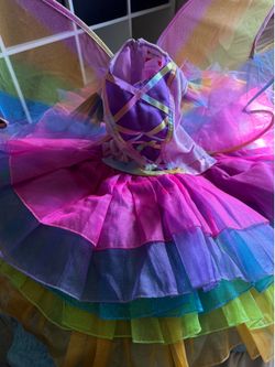 Girls Rainbow Unicorn Fairy Halloween Costume Dress Size 4-6X
