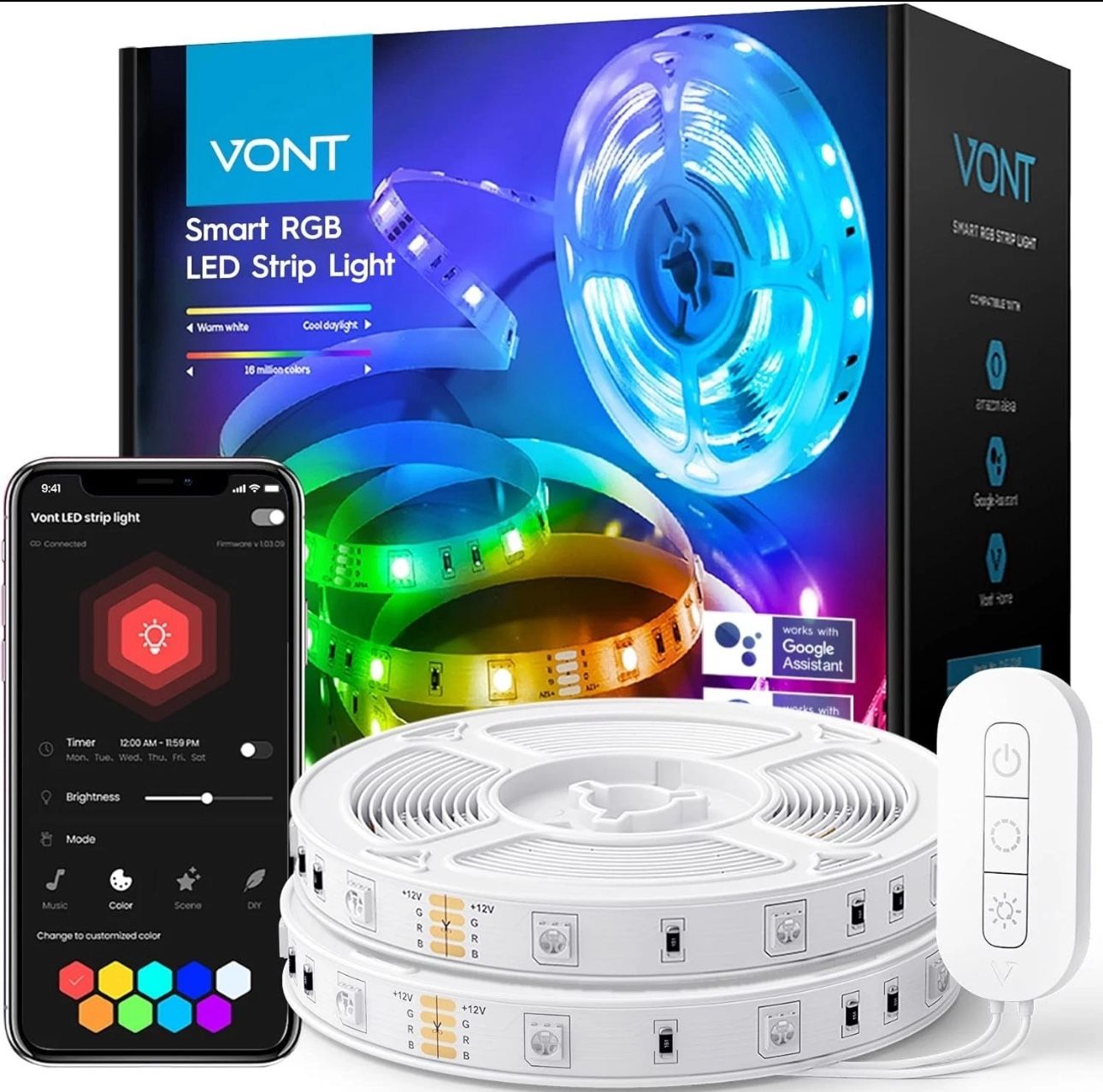 VONT Light Strip 32.8 ft Smart Strip Lights