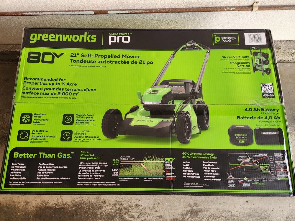 Greenworks 80V 4.0Ah Brushless Cordless Self-Propelled Lawn Mower