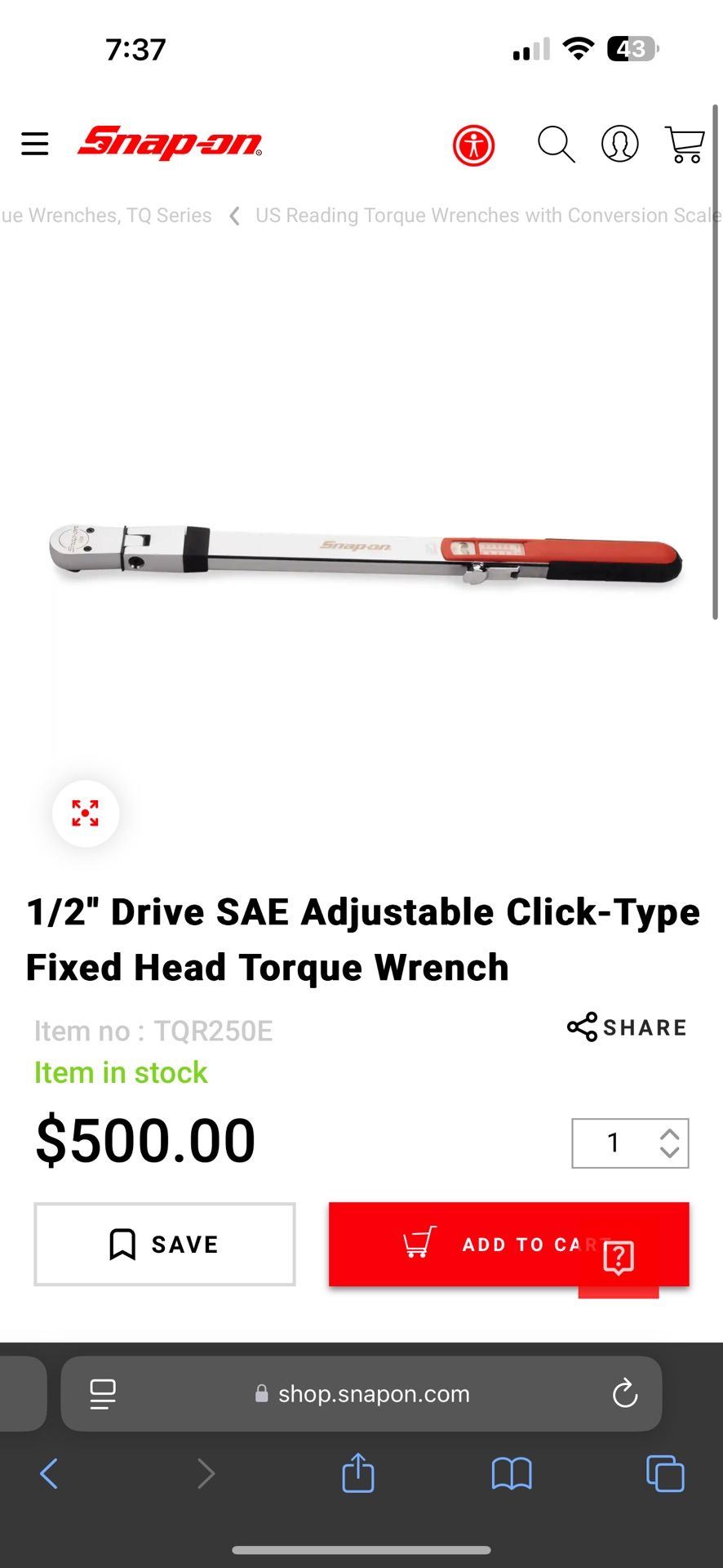 Snap On Torque Wrench