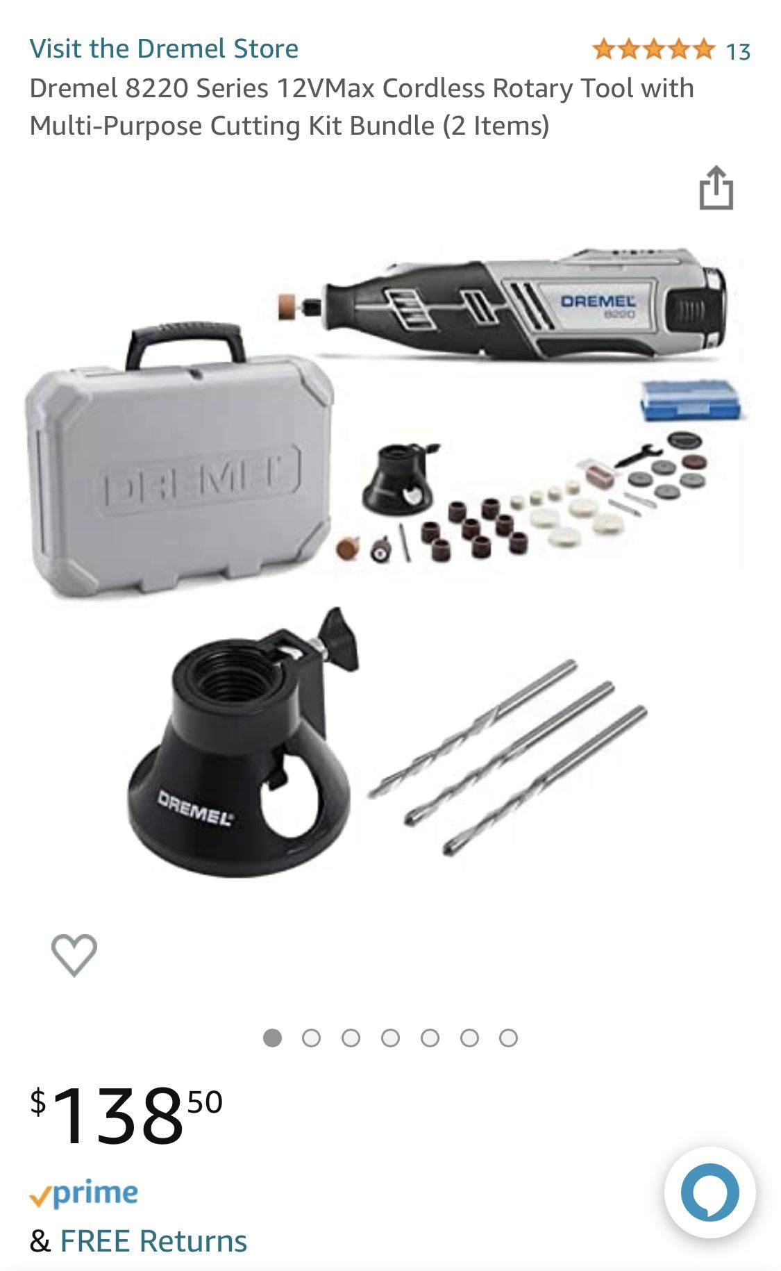 Dremel 8220 Series 12VMax Cordless Rotary Tool with Multi-Purpose Cutting  Kit 