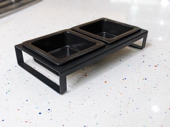 Dog Cat Pet Bowls Ceramic, Modern Black