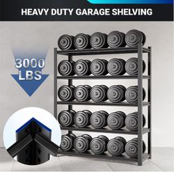 😀 FLEXIMOUNTS Garage Shelving, Garage Storage Shelves, 3000 lbs Heavy Duty Shelving, Shelving Units and Storage, 5-Tier Metal Shelf, 48" W x 24" D x 