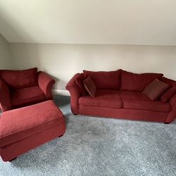 Red couch all is in the pictures