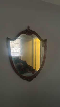 Antique shield hanging wall mirror