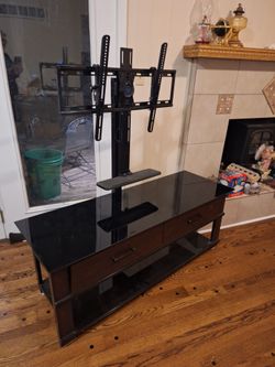 TV Stand with Swivel Mount and Shelves and drawers-$85