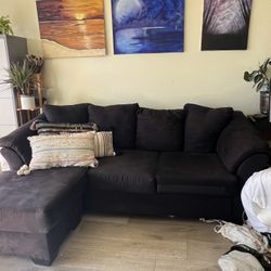 Free Black Velvet Sectional Couch – Pickup Only