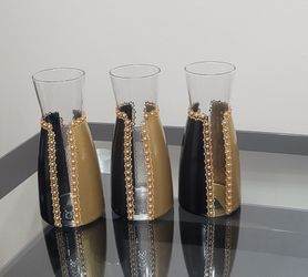 Handmade Glam Black And Gold Vases-Set Of 3