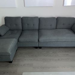 Gray  Couch with Ottoman 