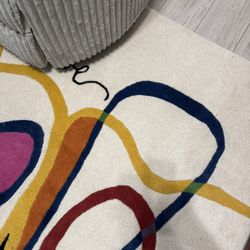 Love Ivory Red Abstract Rug 