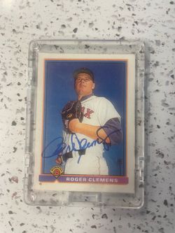 Roger Clemons Autographed Baseball Card Red Sox