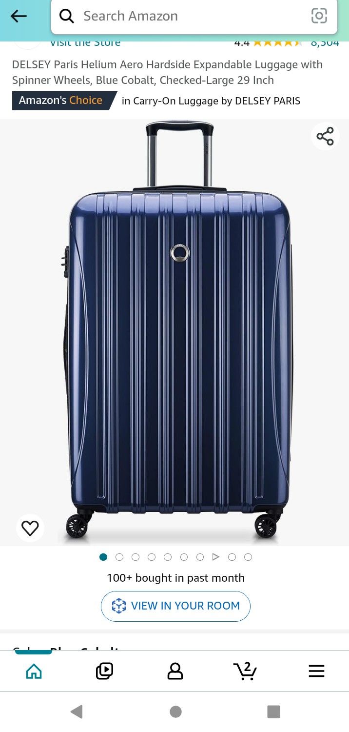 DELSEY Paris Helium Aero Hardside Expandable Luggage with Spinner Wheels, Blue Cobalt, Checked-Large 29 Inc