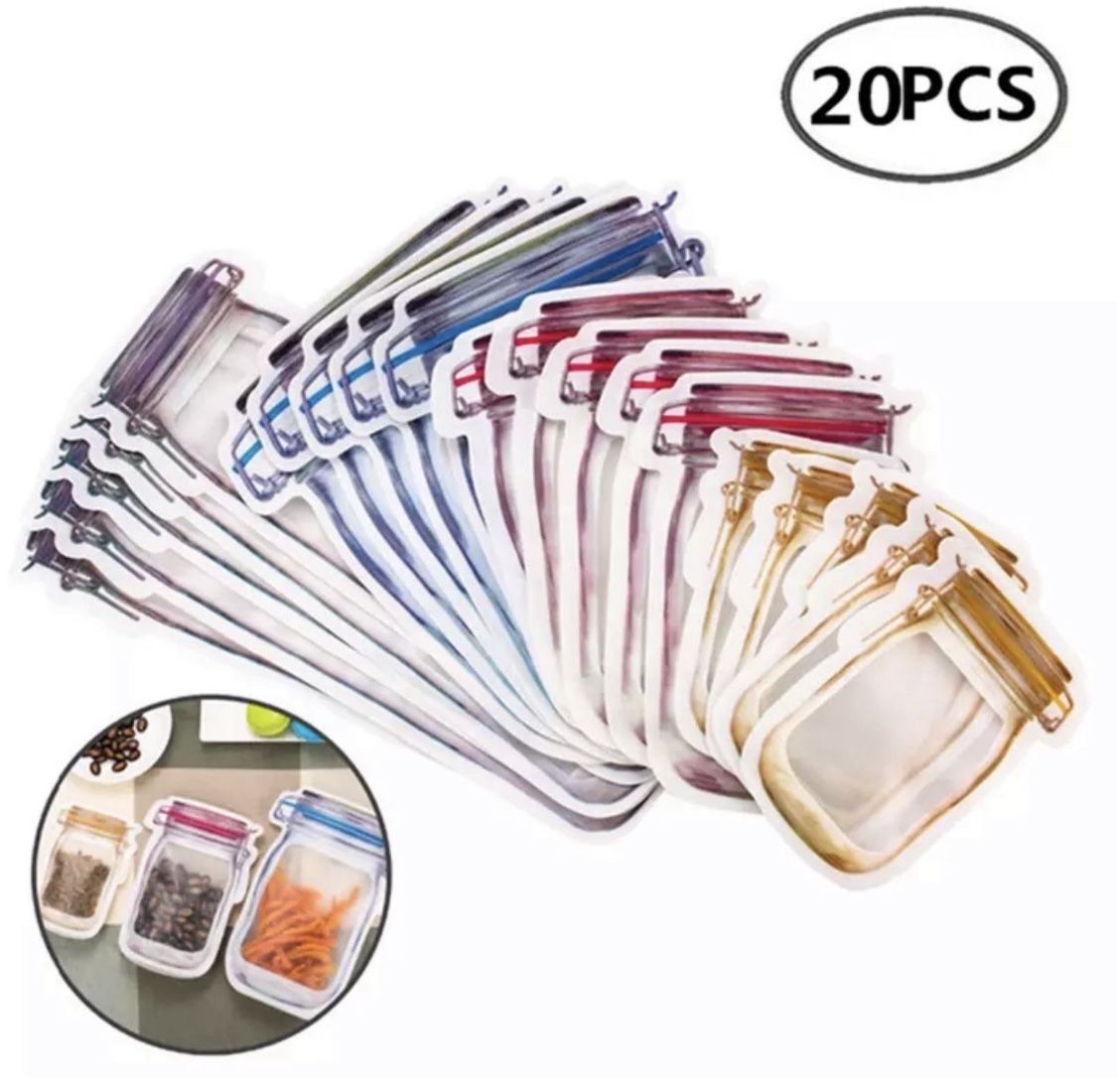 20 Pcs Reuseable Mason Jar Bags