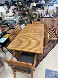 Teak Outdoor Dining Table and Chairs Set
