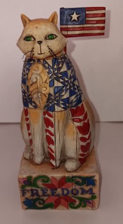 2003 Jim Shore Heartwood Creek "with Liberty and Justice for All" cat art $10 FIRM