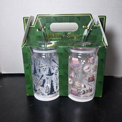 WICKED x Dragon Set of 2 Drinking Glasses Tumblers Straw GLINDA & Elphaba Icons