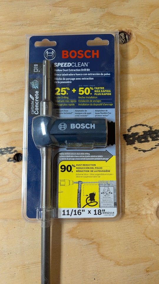Bosch SPEEDCLEAN 11/16" x 18" Hollow Dust Extraction Drill Bit