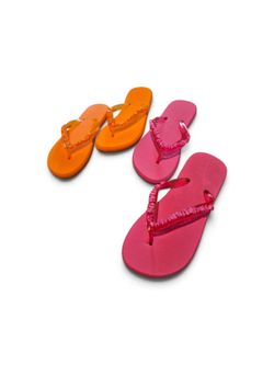 NEW Women’s Beaded Flip Flops Lot of 2 Size M 7/8 Pink Orange