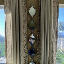 6 Curtain Panels w/Decorative Borders. Lined. Great Condition