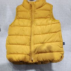 2 Gap Yellow Toddler puffer vest jackets - 12-18 and 18-24 months