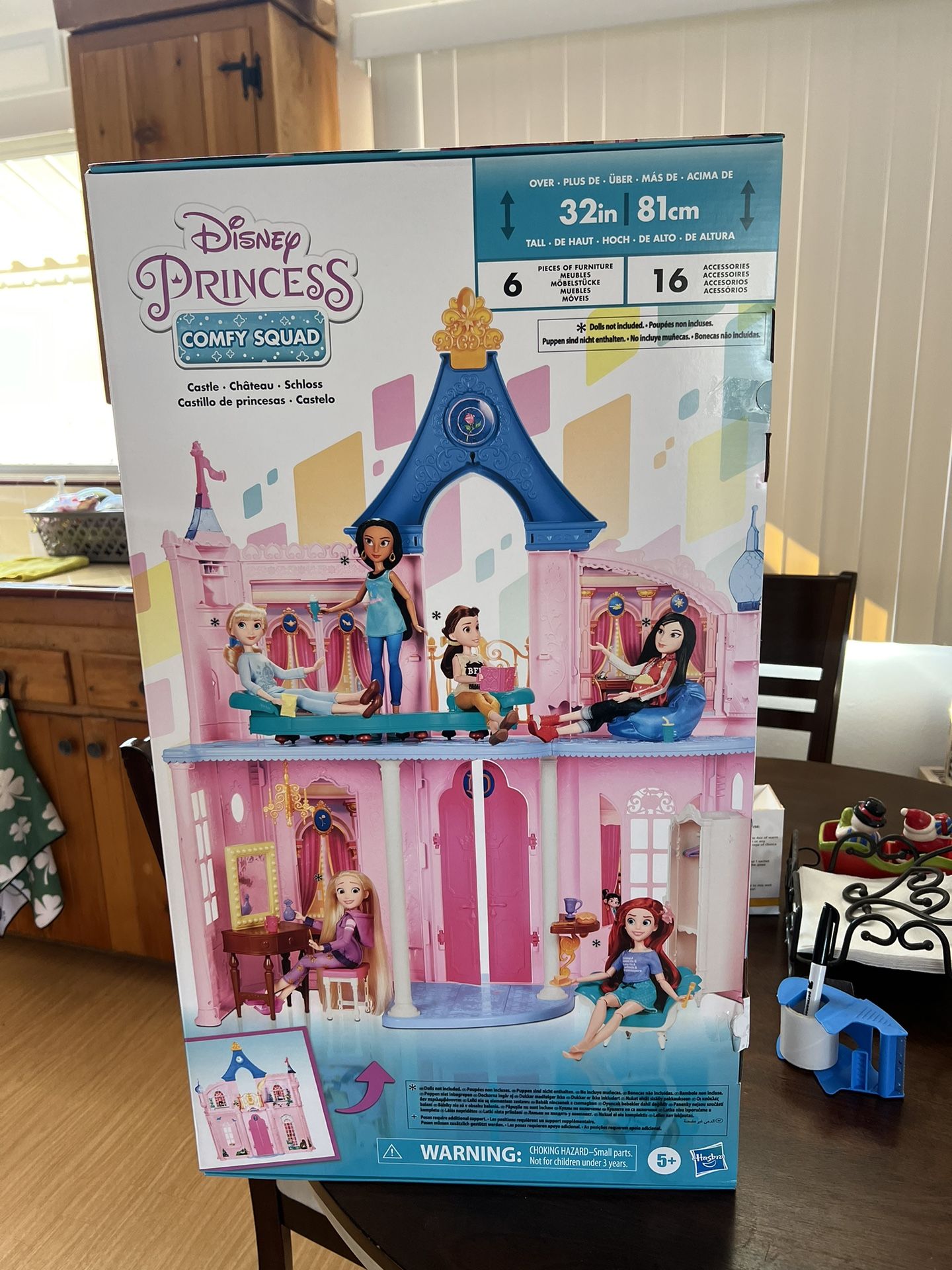 Disney Princess Comfy Squad Castle Dollhouse 3.5 feet Tall with 16 Accessories