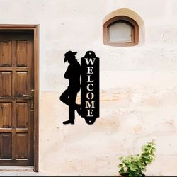 [1pc Metal or Wooden Cowboy Sign Decoration] 1pc Welcome Cowboy Metal Sign Decoration, Cowboy Metal Logo or Wooden Decoration, Welcome Metal Logo Deco