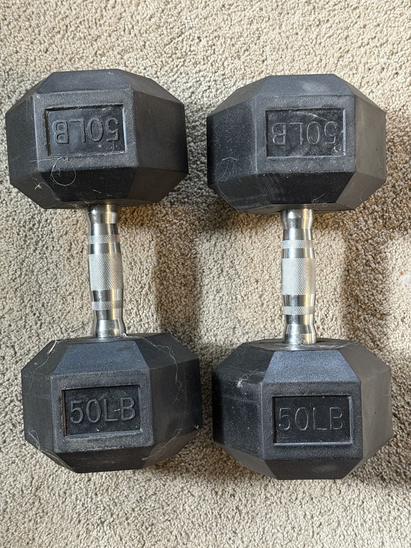 50 lb Rubber Hex Dumbbell