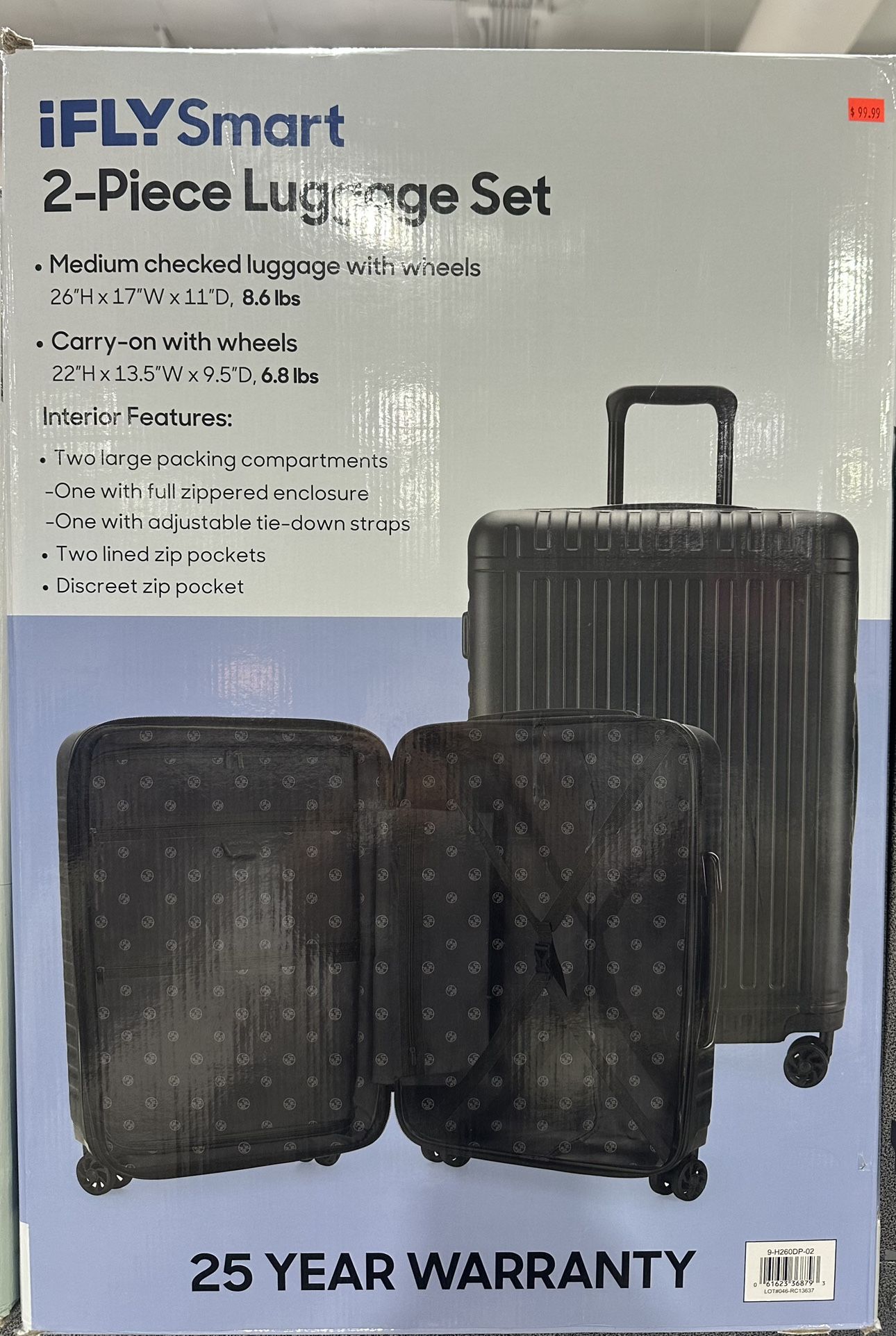 iFLY Smart Departure Hardside 2-Piece Travel Luggage Set, Charcoal