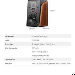 HiVi-Swans M300MKII Bluetooth& WiFi Bookshelf Speakers, 360W RMS Studio Monitors 3 Way Audiophile Speakers, Hi-Res Sound 6.5" Woofer Home Speakers for