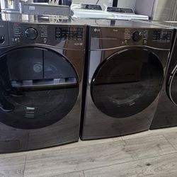 LG Washer & Dryer Set — Models WM4080HBA + DLGX4081B (Black Steel)