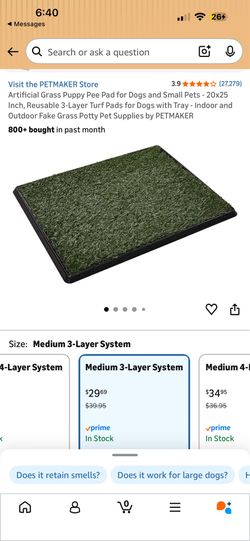 Artificial Grass Puppy Pee Pad for Dogs and Small Pets - 20x25 Inch, Reusable 3-Layer Turf Pads for Dogs with Tray - Indoor and Outdoor Fake Grass Pot