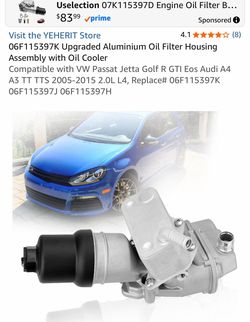 Upgrade Aluminium Oil Filter Housing with Oil Cooler for VW Jetta GTI Passat Etc