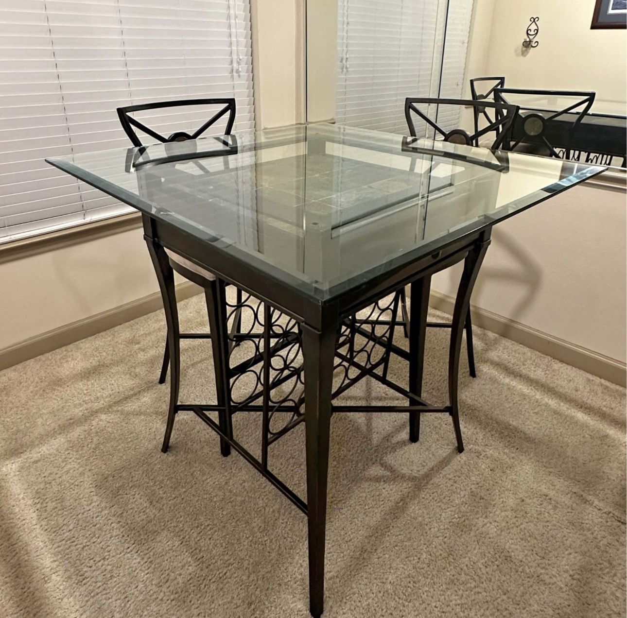 Bistro High Top Dining Table + 2 Chairs (Glass, Stone & Marble)
