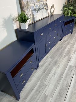3-Piece Modern Navy Blue Dresser Set ✨