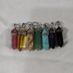 7 Piece Beautiful/ Colorful Crystals Shaped Gems Women Jewelry Necklet Pendants