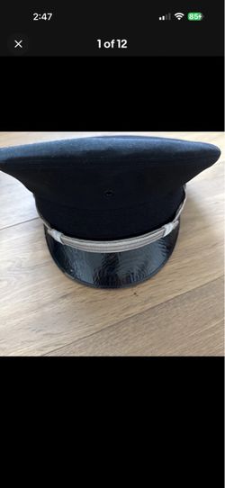 Vintage FLIGHT ACE US Black Military Cap w Visor Hat Size: 6 7/8
