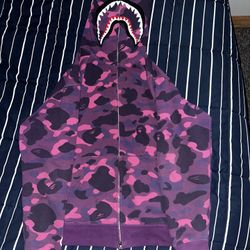 Bape Shark Hoodie FULL ZIP ~ Purple Camo ~ Size XL