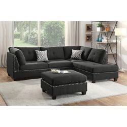 Black Sectional & Ottoman 